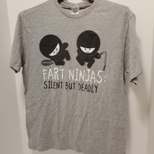 Humor t shirt fart ninja medium men grey